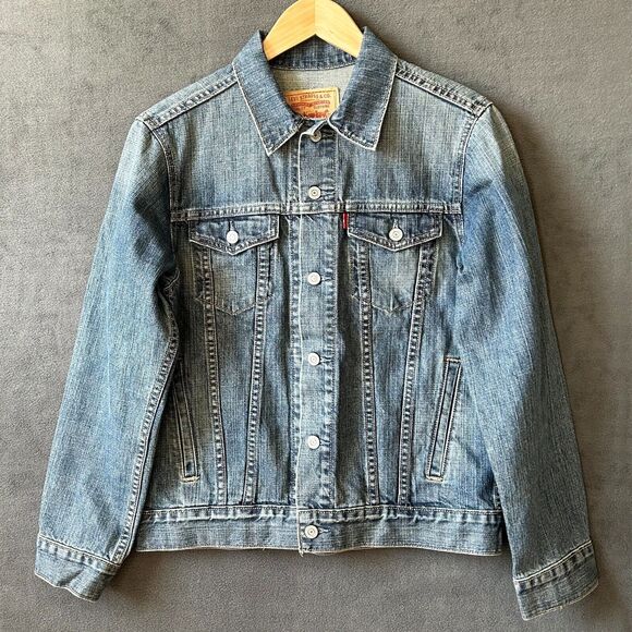 Levi's Jean Jacket Blue Denim Trucker's 730S Levi Strauss - Women's Size L - Picture 1 of 9